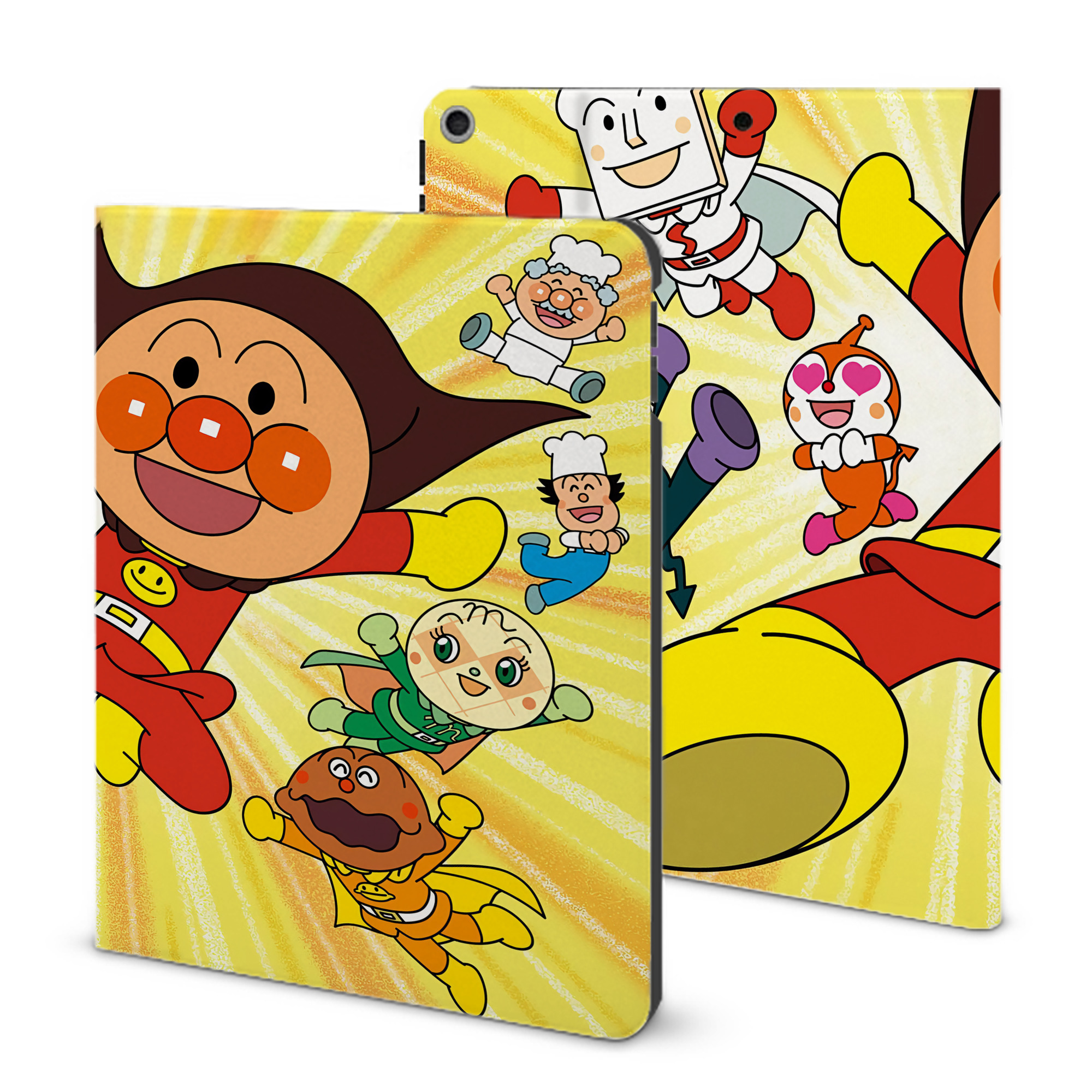 （画像用） アンパンマン Anpanman IPad ケース ブック型 PUレザー TPU 耐衝撃 軽量 薄型 ペン収納なし 全面保護 IPad 各モデル対応